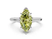 Solitaire Engagement Ring Setting for Fancy Yellow Marquise Center with Cathedral Band and Prong Head in Platinum