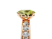 Solitaire Engagement Ring Setting for Fancy Yellow Oval Center with Channel-Set Accents and Prong Head in Rose Gold