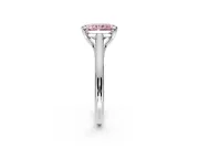 Solitaire Engagement Ring Setting for Fancy Pink Radiant Cut Center with Cathedral Band and Prong Head in Platinum