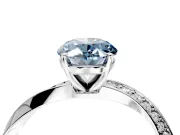 Side Accent Engagement Ring Setting for Fancy Blue Oval Center with Accent Shoulders and Prong Head in Sterling Silver