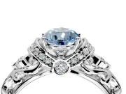 Solitaire Engagement Ring Setting for Fancy Blue Pear-Shaped Center with Filigree Band and Prong Head in Platinum