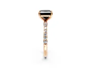 Solitaire Engagement Ring Setting for Fancy Black Princess Cut Center with Pave Accents and Prong Head in Rose Gold