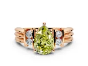Solitaire Engagement Ring Setting for Fancy Yellow Pear-Shaped Center with Grooved Bar Accent Band and Prong Head in Rose Gold