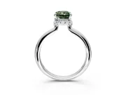 Hidden Halo Engagement Ring Setting for Fancy Green Radiant Cut Center with Plain Rounded Band and Prong Head in White Gold