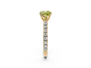 Solitaire Engagement Ring Setting for Fancy Yellow Cushion Cut Center with Large Accent Band and Prong Head in Yellow Gold