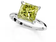 Minimalist Solitaire Engagement Ring Setting for Fancy Yellow Princess Cut Center with Thin Band and Prong Head in Sterling Silver
