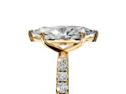 Solitaire Engagement Ring Setting for Marquise Center with Micro Pave Band and Prong Head in Yellow Gold
