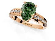 Solitaire Engagement Ring Setting for Fancy Green Pear-Shaped Center with Raised Channel Band and Prong Head in Rose Gold