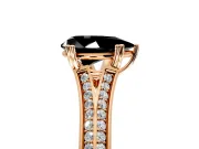 Solitaire Engagement Ring Setting for Fancy Black Pear-Shaped Center with Pave Rail Split Shank and Prong Head in Rose Gold