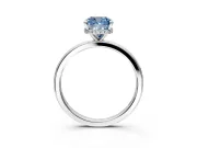 Hidden Halo Engagement Ring Setting for Fancy Blue Cushion Cut Center with Plain Band and Tall Prong Head in Platinum