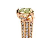 Solitaire Engagement Ring Setting for Fancy Yellow Heart-Shaped Center with Accented Split Shank and Prong Head in Rose Gold