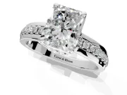 Solitaire Engagement Ring Setting for Radiant Cut Center with Raised Channel Band and Prong Head in Sterling Silver