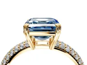 Solitaire Engagement Ring Setting for Fancy Blue Asscher Cut Center with Multi-Row Pave Accents and Basket Head in Yellow Gold