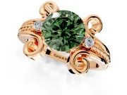 Solitaire Engagement Ring Setting for Fancy Green Round Cut Center with Twisted Band and Scroll Prong Head in Rose Gold