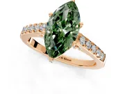 Solitaire Engagement Ring Setting for Fancy Green Marquise Center with Crossover Accents and Prong Head in Rose Gold