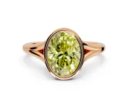 Solitaire Engagement Ring Setting for Fancy Yellow Oval Center with V Split Shank and Bezel Head in Rose Gold