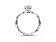 Solitaire Engagement Ring Setting for Oval Center with Bamboo Band and Prong Head in White Gold