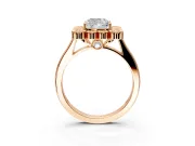Cluster Halo Engagement Ring Setting for Cushion Cut Center with Milgrain Bezel Accents and Prong Head in Rose Gold