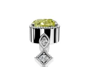 Milgrain Bezel Engagement Ring Setting for Fancy Yellow Cushion Cut Center with Marquise Stations and Bezel Head in Platinum