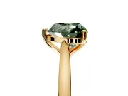 Solitaire Engagement Ring Setting for Fancy Green Heart-Shaped Center with Narrow Cathedral Band and Prong Head in Yellow Gold