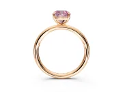 Low-Set Solitaire Engagement Ring Setting for Fancy Pink Cushion Cut Center with Thin Plain Band and Prong Head in Rose Gold