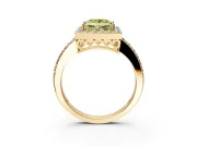 Halo Engagement Ring Setting for Fancy Yellow Princess Cut Center with Heart-Shaped Openwork, Pave Band and Prong Head in Yellow Gold