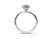 Hidden Halo Engagement Ring Setting for Radiant Cut Center with Thin Round-Wire Band and Prong Head in Platinum