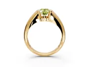 Tension Engagement Ring Setting for Fancy Yellow Oval Center with Wide Tapered Band and Tension Head in Yellow Gold