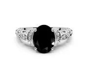 Solitaire Engagement Ring Setting for Fancy Black Oval Center with Filigree Band and Prong Head in Platinum