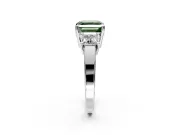 3 Stone Engagement Ring Setting for Fancy Green Asscher Cut Center with Matching Side Accents and Prong Head in Platinum