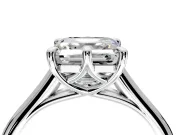 Solitaire Engagement Ring Setting for Asscher Cut Center with Cathedral Band and Prong Head in Sterling Silver