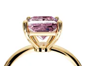 Minimalist Solitaire Engagement Ring Setting for Fancy Pink Princess Cut Center with Thin Band and Prong Head in Yellow Gold