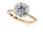 Solitaire Engagement Ring Setting for Round Cut Center with Plain Twisted Rope Band and Prong Head in Rose Gold