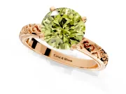 Solitaire Engagement Ring Setting for Fancy Yellow Round Cut Center with Scrollwork Band and Prong Head in Rose Gold