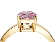 Solitaire Engagement Ring Setting for Fancy Pink Cushion Cut Center with Plain Band and Flat Tab Prong Head in Yellow Gold