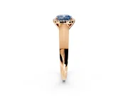 Halo Engagement Ring Setting for Fancy Blue Cushion Cut Center with Knife Ridge Cathedral Band and Prong Head in Rose Gold