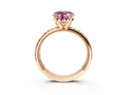 Solitaire Engagement Ring Setting for Fancy Pink Heart-Shaped Center with Milgrain X Pattern Band and Prong Head in Rose Gold