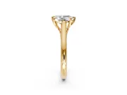 Solitaire Engagement Ring Setting for Pear-Shaped Center with Cathedral Band and Prong Head in Yellow Gold