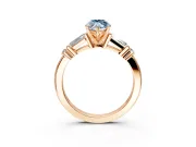 Bar-Set Engagement Ring Setting for Fancy Blue Marquise Center with Tapered Baguette Accents and Prong Head in Rose Gold