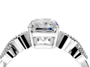 Leaf Engagement Ring Setting for Radiant Cut Center with Milgrain Accent Band and Prong Head in Sterling Silver
