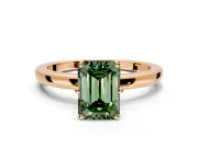 Solitaire Engagement Ring Setting for Fancy Green Emerald Cut Center with Plain Band and Tulip Prong Head in Rose Gold