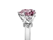 Solitaire Engagement Ring Setting for Fancy Pink Heart-Shaped Center with Plain Band and Tulip Prong Head in Platinum