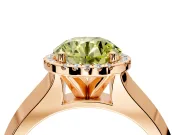 Halo Engagement Ring Setting for Fancy Yellow Round Cut Center with Knife Ridge Cathedral Band and Prong Head in Rose Gold