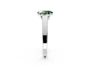 Solitaire Engagement Ring Setting for Fancy Green Oval Center with Tapered Split Shoulders and Prong Head in Sterling Silver