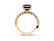 Solitaire Engagement Ring Setting for Fancy Black Asscher Cut Center with Alternating Size Accents and Prong Head in Yellow Gold