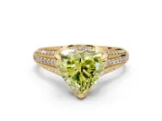 Solitaire Engagement Ring Setting for Fancy Yellow Heart-Shaped Center with Accented Split Shank and Prong Head in Yellow Gold