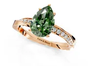 Side Accent Engagement Ring Setting for Fancy Green Pear-Shaped Center with Accent Shoulders and Prong Head in Rose Gold
