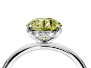Solitaire Engagement Ring Setting for Fancy Yellow Round Cut Center with Plain Band, Open Basket and Prong Head in Platinum
