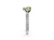 Rope Engagement Ring Setting for Fancy Yellow Heart-Shaped Center with Accent Shoulders and Prong Head in White Gold