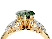 Leaf Cluster Engagement Ring Setting for Fancy Green Heart-Shaped Center with Marquise Accents and Prong Head in Yellow Gold